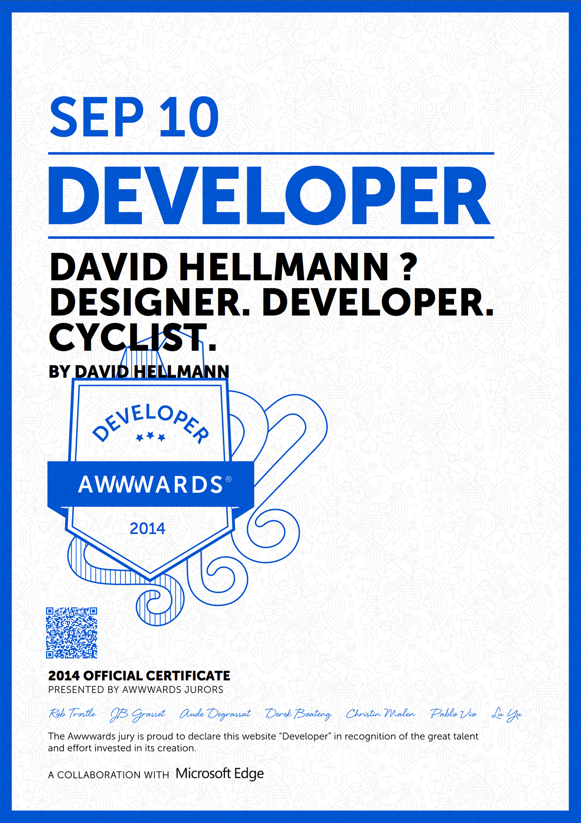 Awwwards Developer Award 2014 09 10